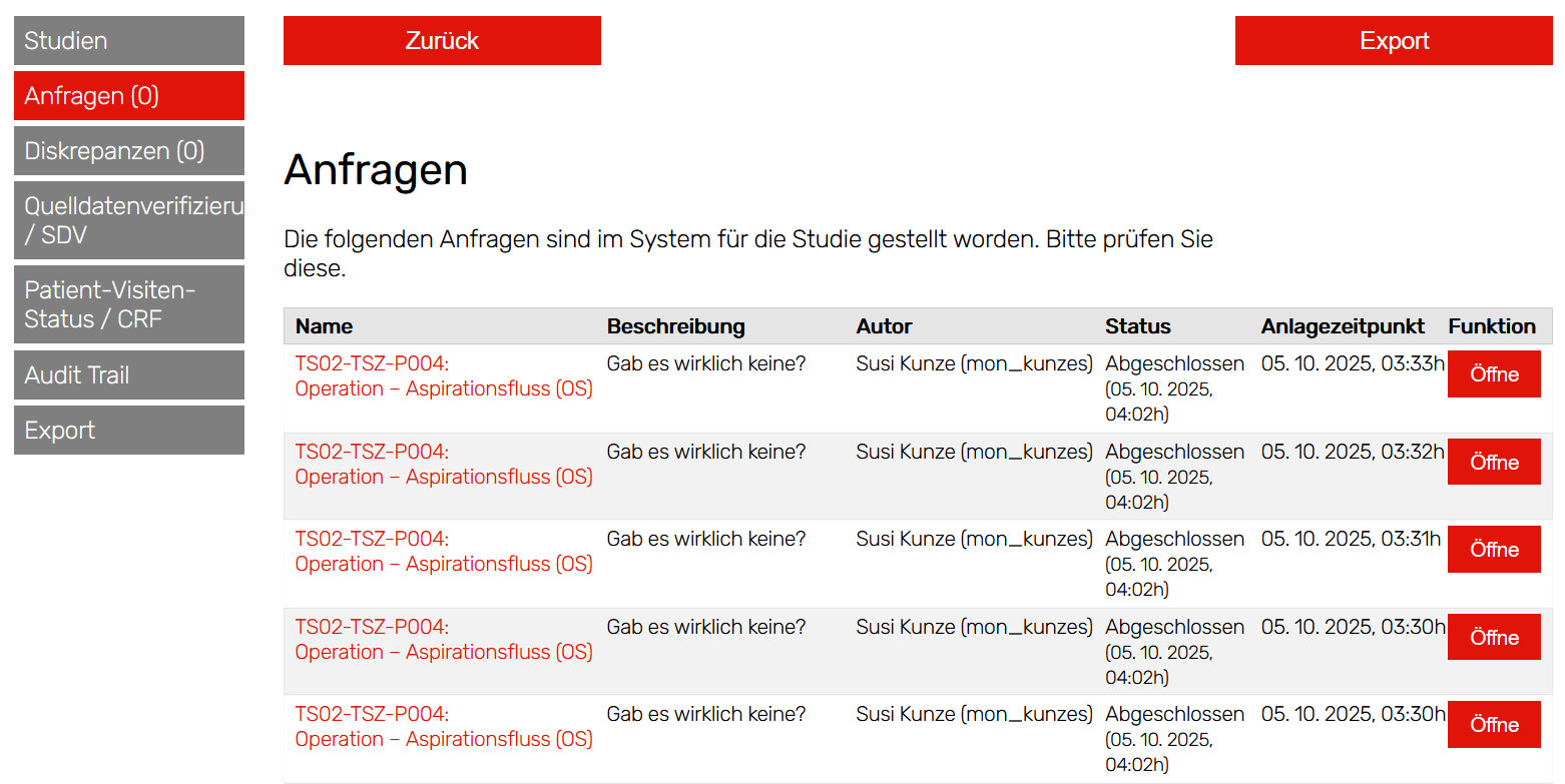 Anfragen De wisy CMS: EDC Anfragen
