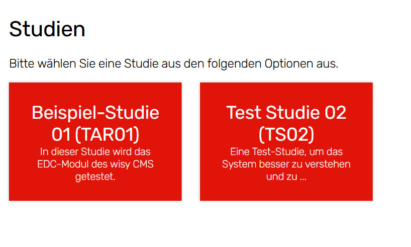 wisy CMS: EDC Studien&uuml;bersicht